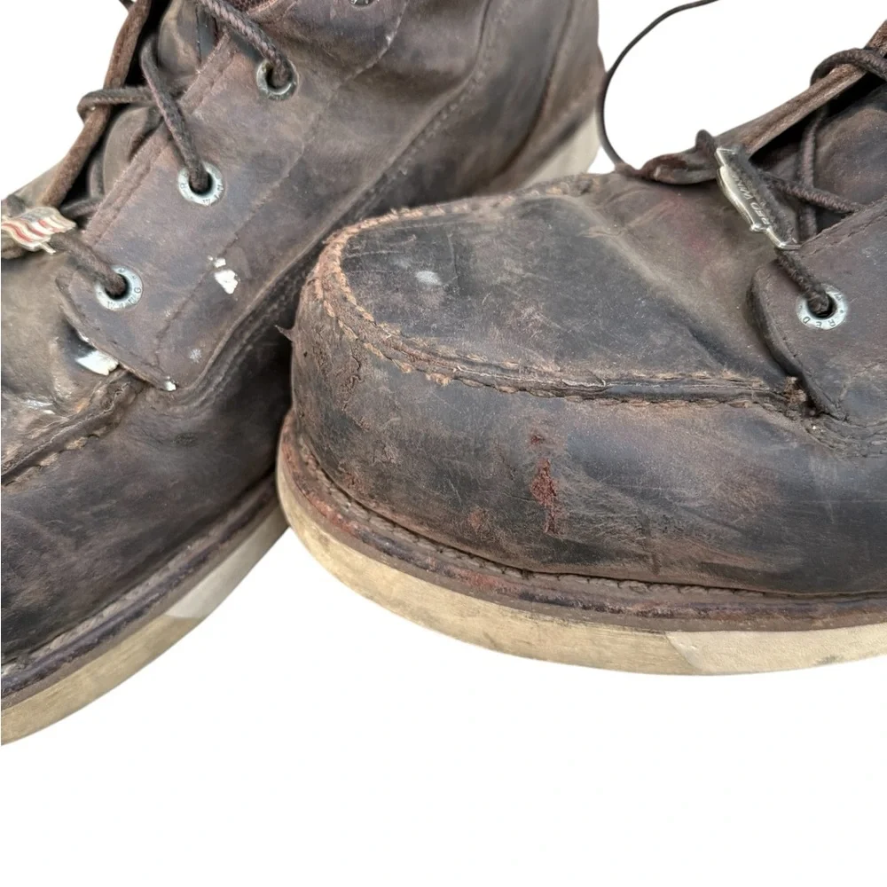 Red Wing Safety Toe Work Boots Men Sz 13 US Dark Brown Moc Toe Oiled Leather 6